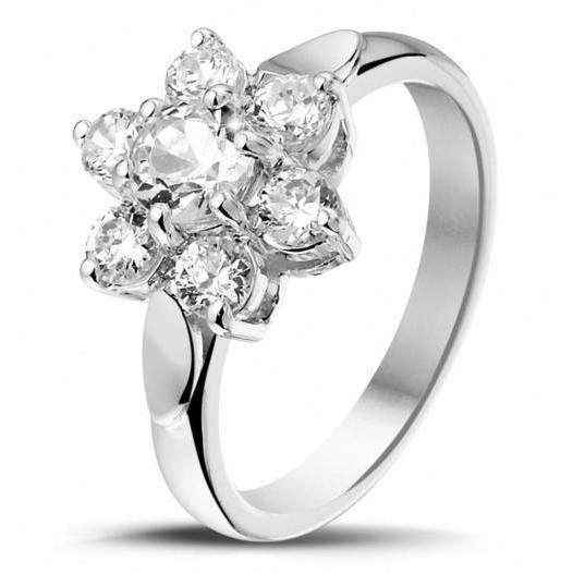 3.30 Karat funkelnder Runder Halo-Echte Diamanten-Verlobungsring Weißgold