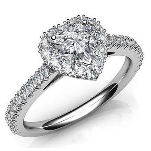 6,25 Karat Herzschliff Mit Akzentuiertem Echte Diamantring Halo-Schmuck funkelnd