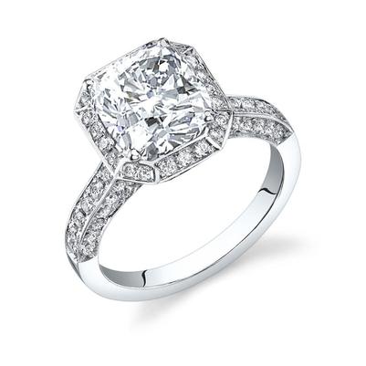 Funkelnd Radiant Cut Echt Diamant Halo Jubiläumsring 4.30 ct Weißgold 14K