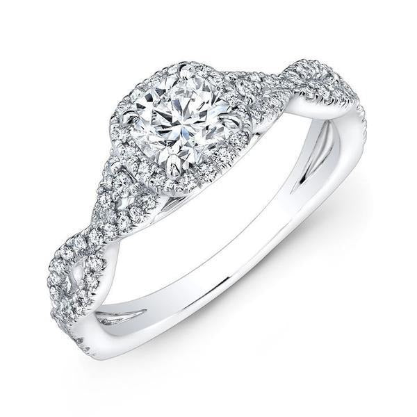 Kissen & Runder Echt Diamant-Ehering Halo 1,60 Ct Weißgold Schmuck