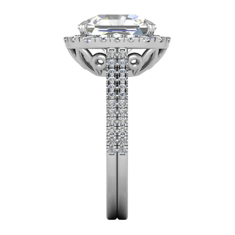 Radiant Natürliche Diamond Halo Ring 7,50 ct Double White Gold 14K Schmuck