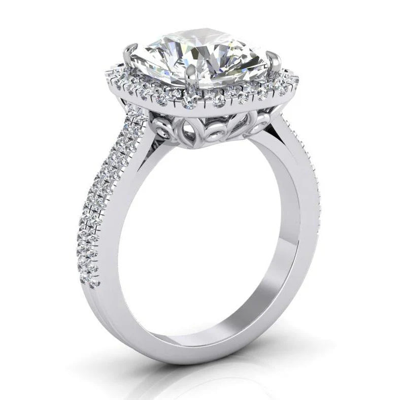 Radiant Natürliche Diamond Halo Ring 7,50 ct Shank White Gold 14K Schmuck