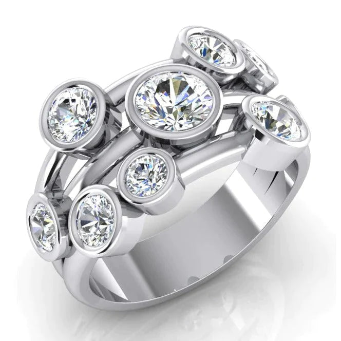 Runder Blasen-Echte Diamantring 2.10 Karat 6 mm Breite Lünette