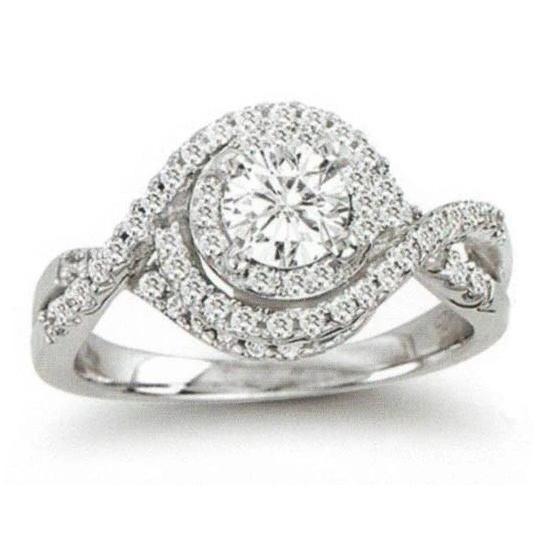 Runder Natürliche Diamant Halo Ring 2.25 Karat Twisted Shank Weißgold 14K Neu