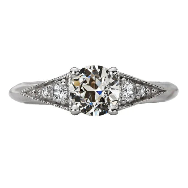 Runder Natürliche Diamant-Verlobungsring Im Alten Minenschliff, 14K Gold, 3 Karat