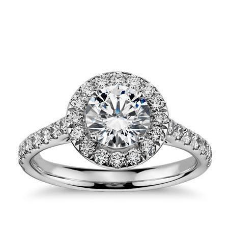 Weißgold 14K Solitär Mit Akzenten Echte Diamant Halo Ring 1.40 Karat