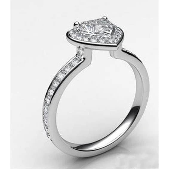 Wunderschöner Herzschliff Mit Rundem Echt Diamant Halo Ring 6,10 Karat Weißgold
