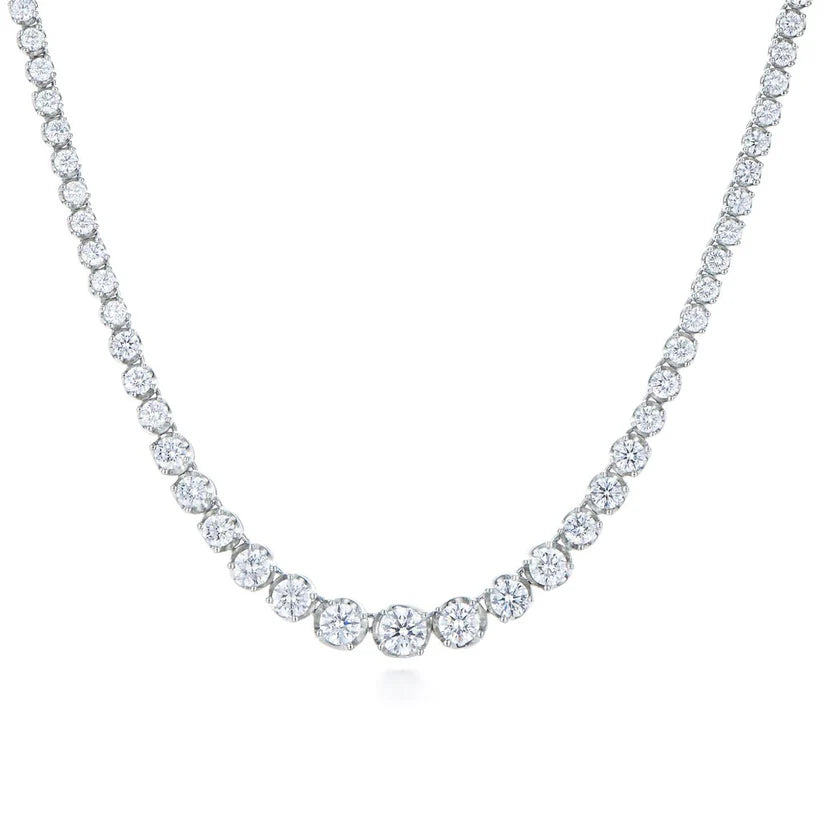 15 Kt. Rundschliff funkelnde Natürliche Diamanten Damen Halskette 14K Weißgold