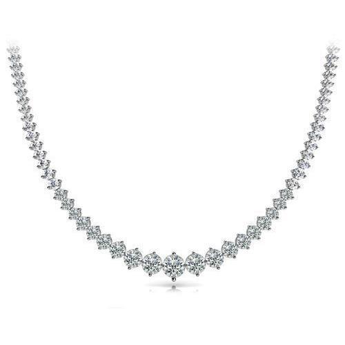 24 Kt. Kleine Rundschliff Echte Diamanten Damen Halskette 14K Weißgold