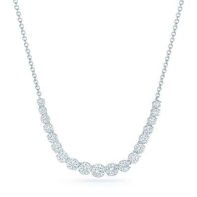 Weißgold 14K Brillantschliff 11 Karat Echt Diamanten Damen Halskette