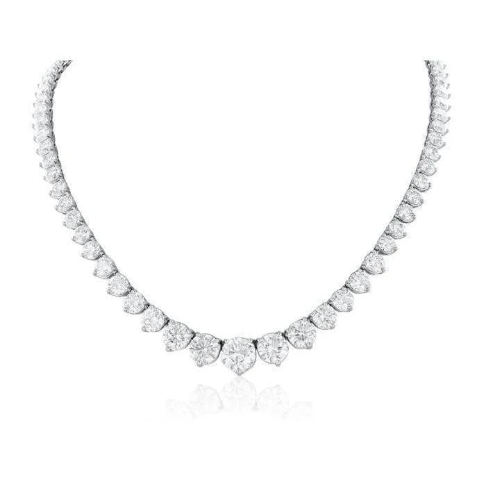Weißgold 14K Damen Halskette Kleiner Rundschliff 25.00 Karat Echt Diamanten