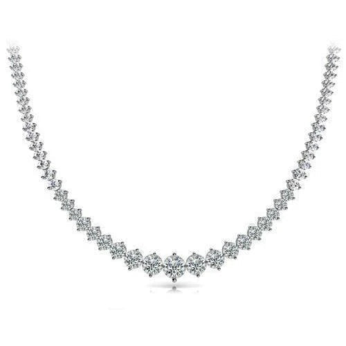 Weißgold 14K kleine Rundschliff 24.00 Ct Echt Diamanten Damen Halskette