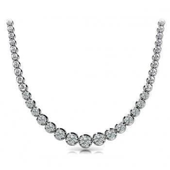WG 14K funkelnde Runde Brillantschliff 22.00 Karat Echte Diamanten Halskette
