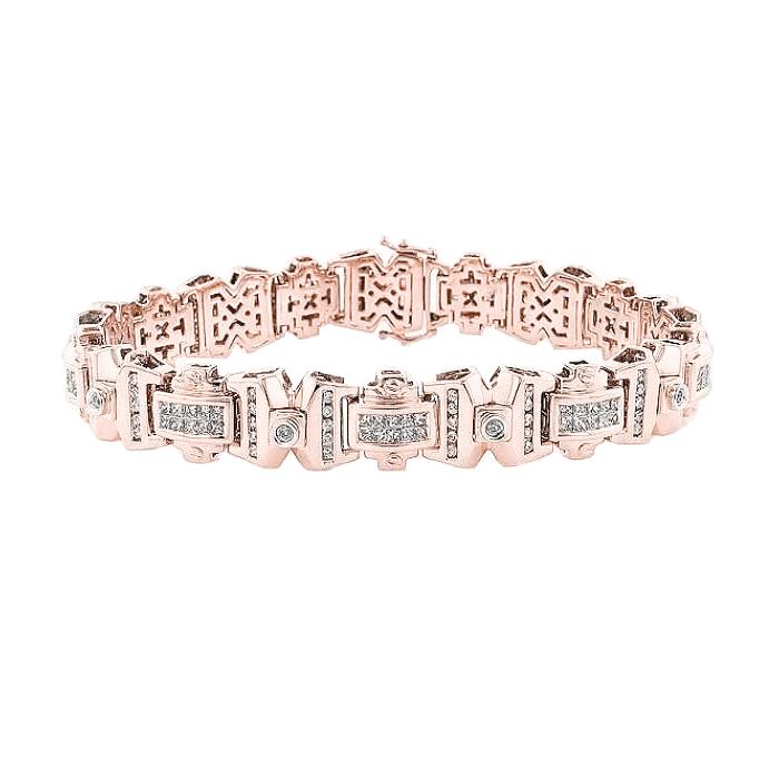 Herren Armband 14K Roségold Prinzessin Mit Rundem Natürliche Diamanten 9 Karat