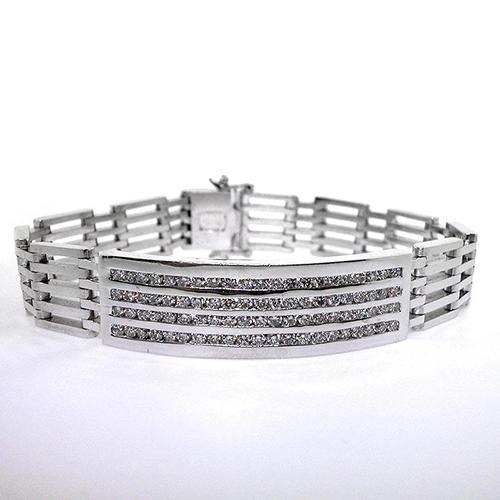 Weißgold 14K 6 Karat Rundschliff Herren Echte Diamant Armband Schmuck
