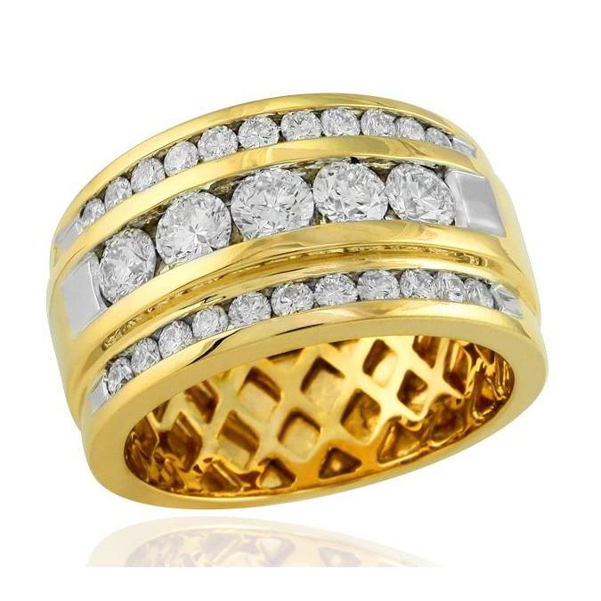 14K Gelbgold 2 Kt Herren Natürliche Diamantring Schmuck Neu