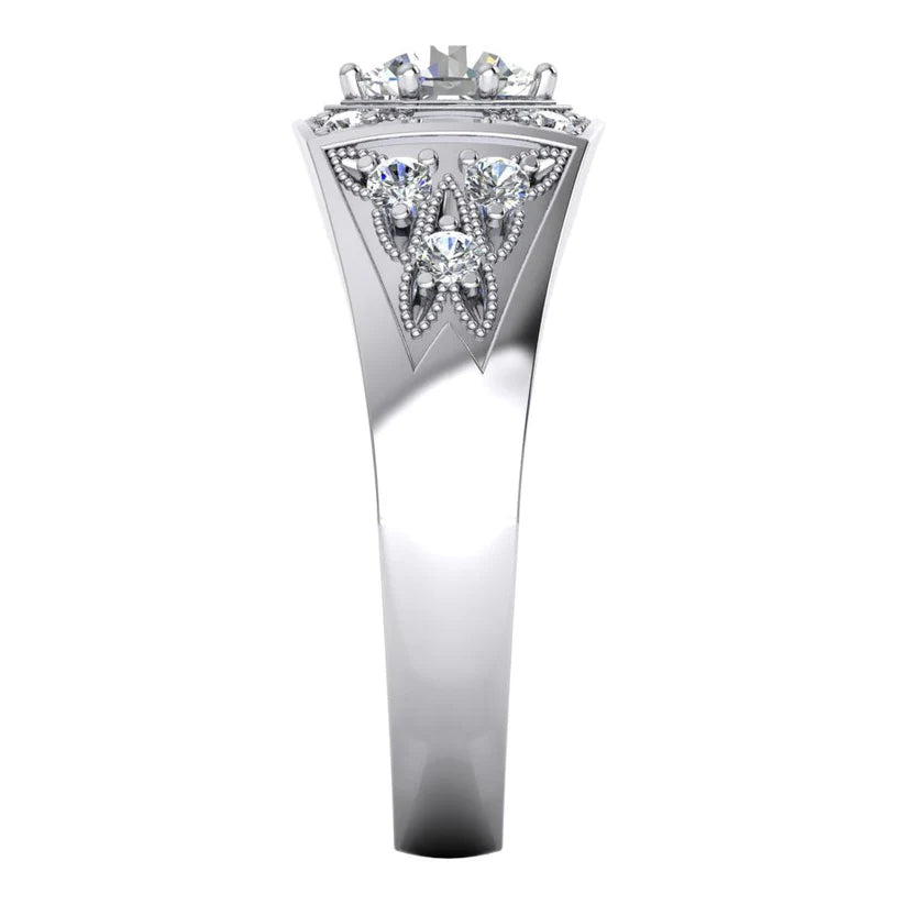 Runder Echt Diamant Ring Für Herren 1,50 Karat Gold