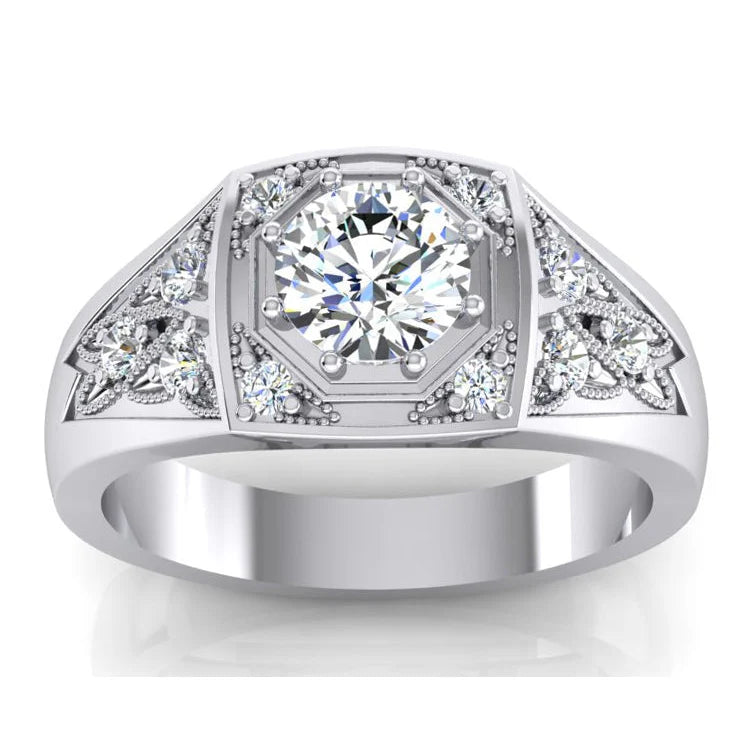 Runder Echt Diamant Ring Für Herren 1,50 Karat 14K