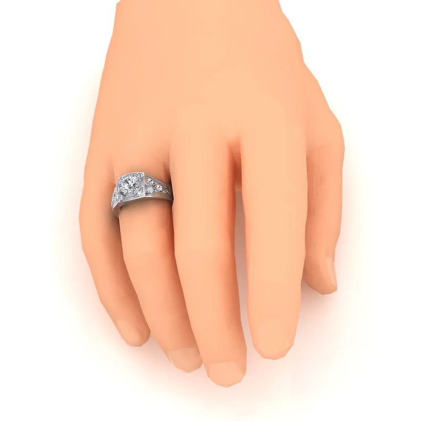 Runder Echt Diamant Ring Für Herren 1,50 Gold 14K
