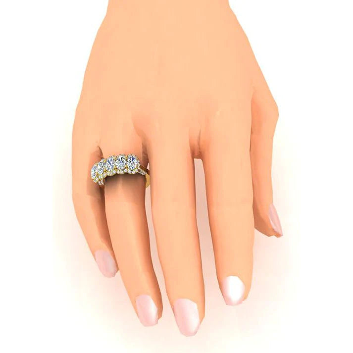 Ovaler Echt Diamant-Jubiläumsring Cathedral Set Gelbgold