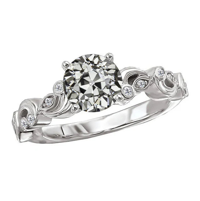 Runder Alter Bergmann-Echte Diamantring im Vintage-Stil 3 Karat 14 Karat Weißgold