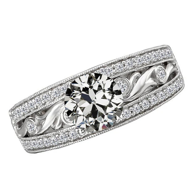 Runder Altschliff-Natürliche Diamantring Milgrain Vintage Style Schmuck 4,50 Karat