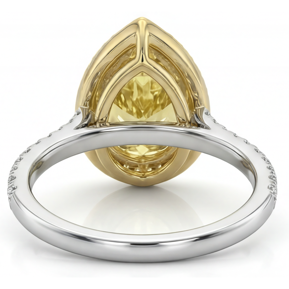 Kanariengelber Diamant Edelschmuck 2,50-Karat 14 Karat Zweifarbig Gold – Draufsicht