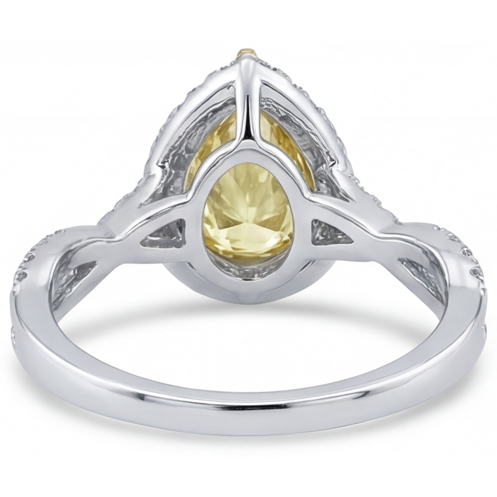 Luxuriöser Kanariengelber Diamant Halo-Verlobungsring 1,50 Karat – Draufsicht