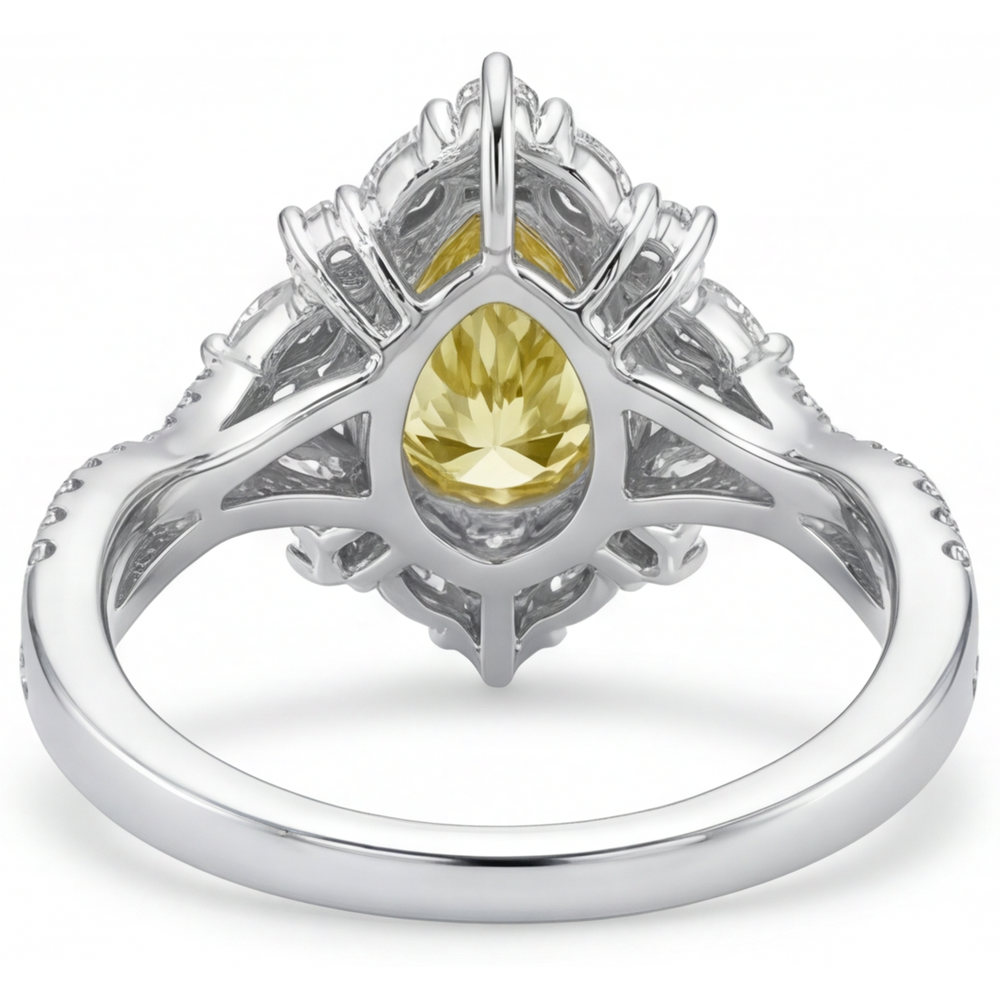 Kanariengelber Diamant Statement-Ring 1,75-Karat Bicolor 14K Gold – Draufsicht