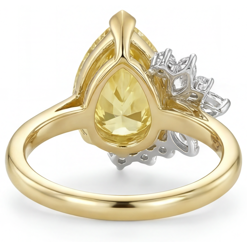 Statement-Ring Bicolor 14K Gold mit Kanariengelber Diamant – Draufsicht