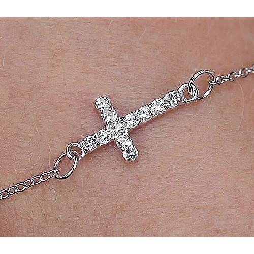 Rundes Natürliche Diamantkreuz Armband 3,30 Karat Weißgold Schmuck Neu