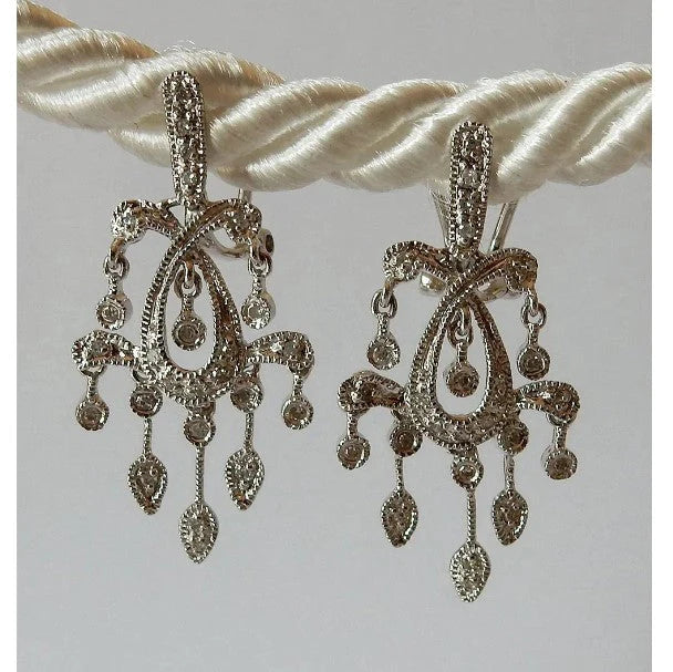 Wie La Belle Epoque Schmuck Echte Diamant-Kronleuchter-Ohrringe