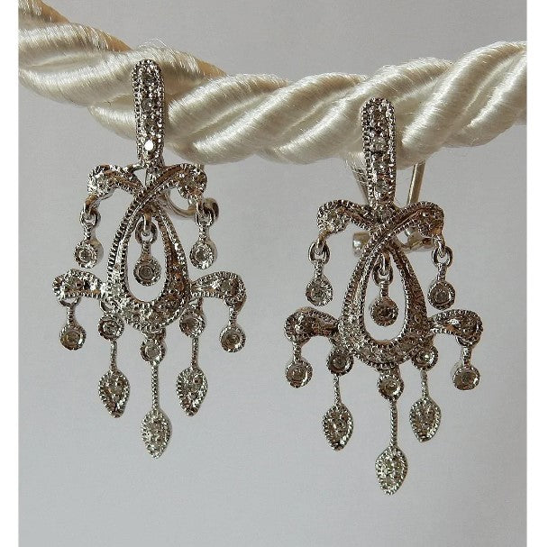 Wie La Belle Epoque Schmuck Echte Diamant-Kronleuchter Weißgold