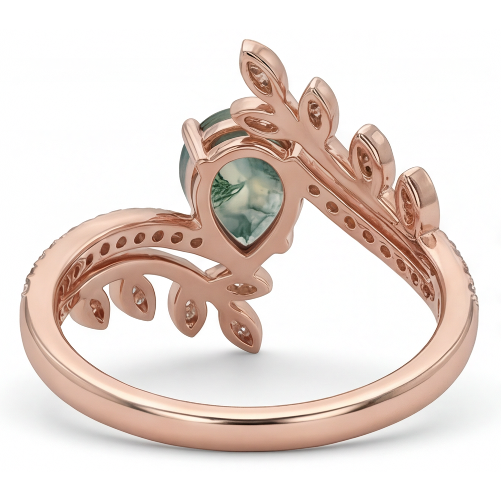 Natürlicher Moss Agate Schmuckstein-Ring – Draufsicht