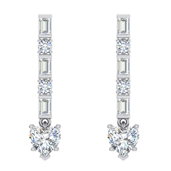 Baumeln Herz Baguette Echt Diamant