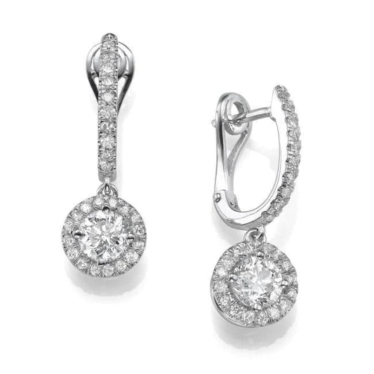 Damen-Ohrringe 3.60 Karat Echte Diamanten im Rundschliff Weißgold 14K