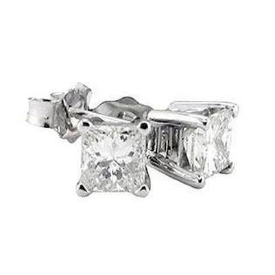 4.02 Karat Prinzessinnenschnitt Echte Diamant Ohrstecker Weißgold Schmuck