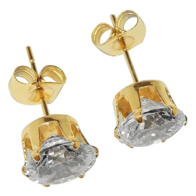 Ohrstecker mit Natürliche Rundschliff. 4 Karat Gelbgold 14K