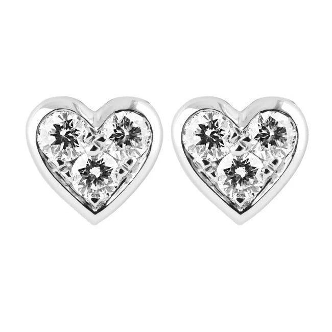Ohrstecker in Herzform 2.10 Kt Weißgold 14K Natürliche Diamanten im Rundschliff