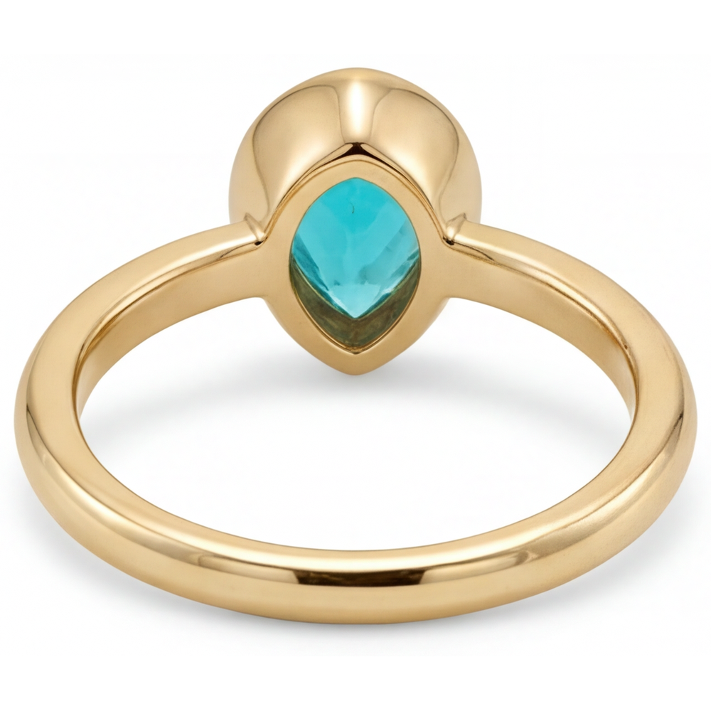 Eleganter Paraiba-Turmalin Edelstein-Ring 1,25 Karat – Rückansicht