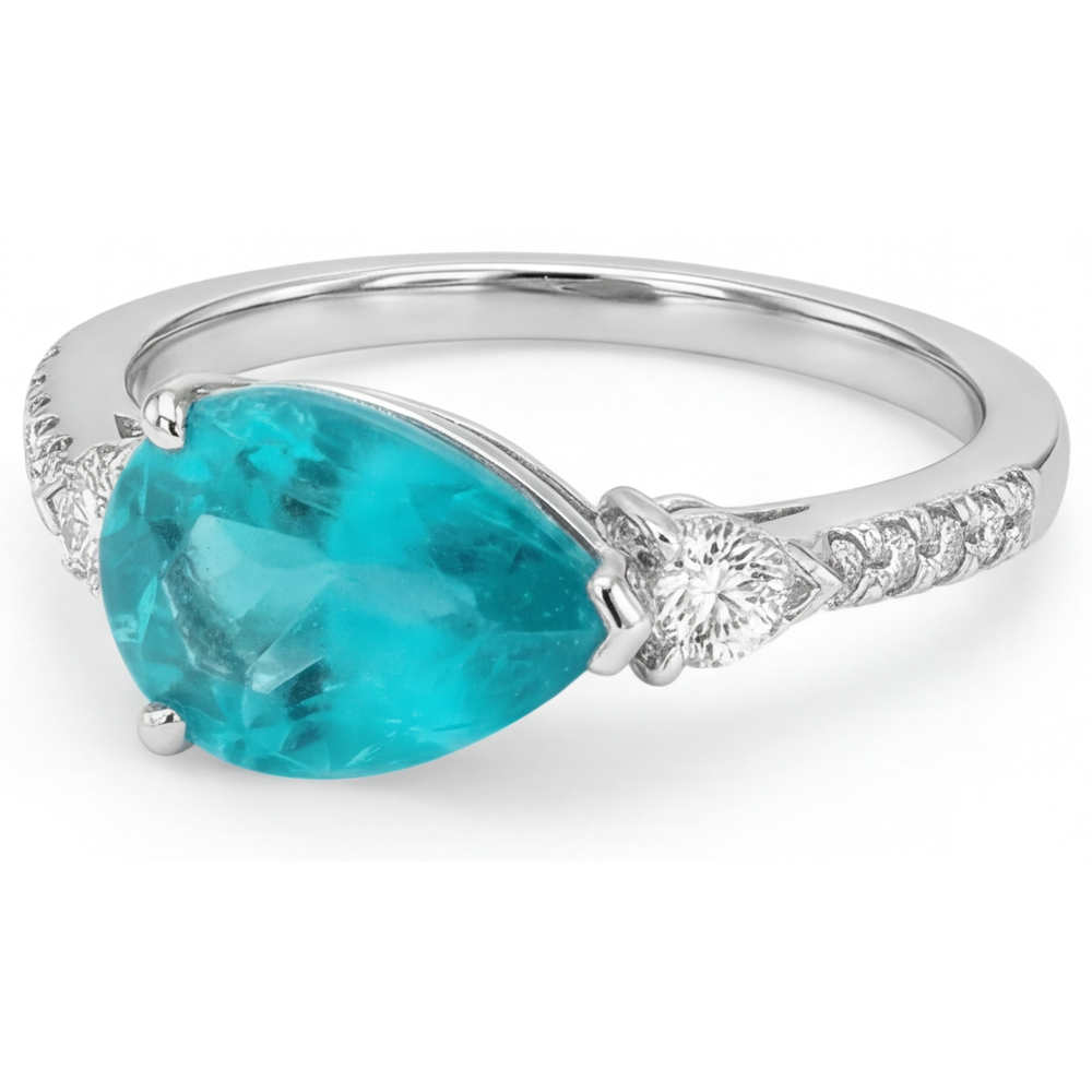 Naturreiner Paraiba-Turmalin Schmuckstein-Ring – Frontansicht