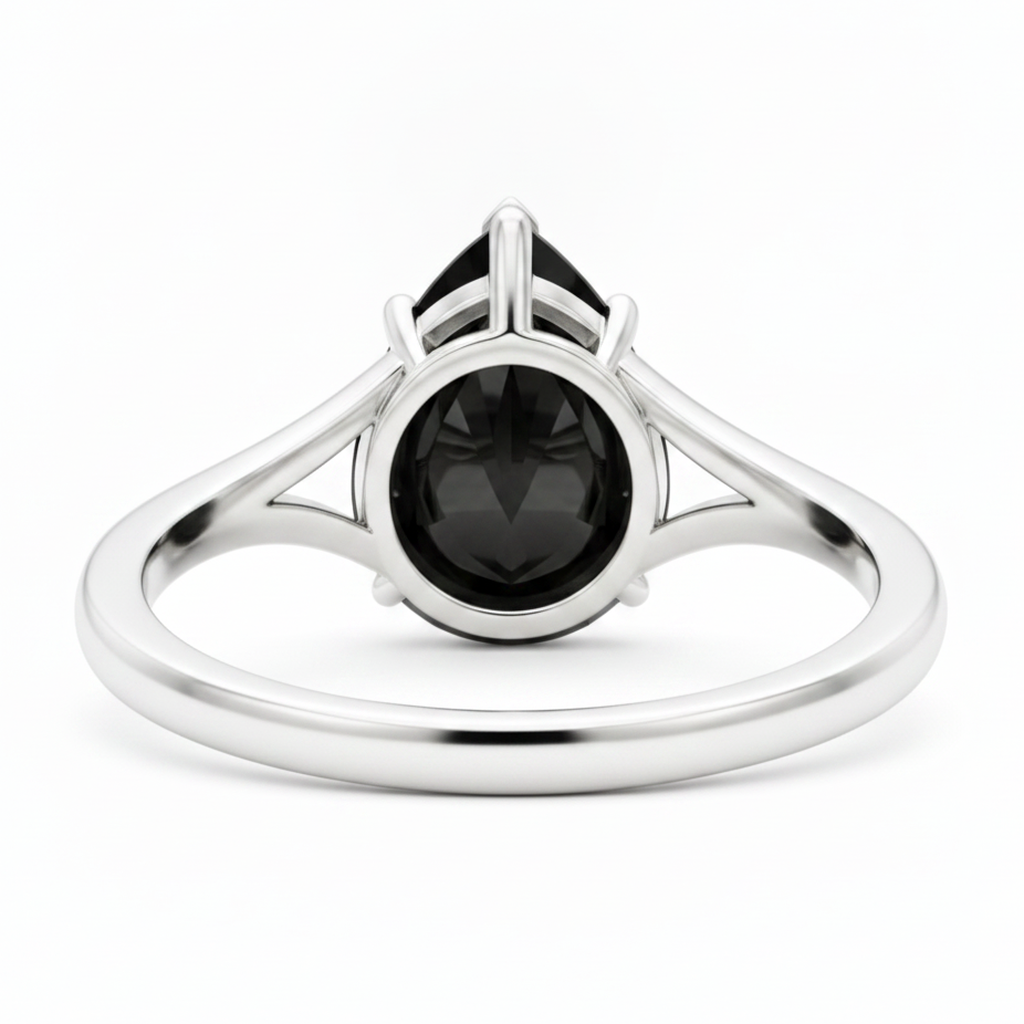 Black-Hills-Gold Diamantring 6 Karat Echter Tropfenschliff-Solitär Kathedralfassung 14 Karat Weissgold