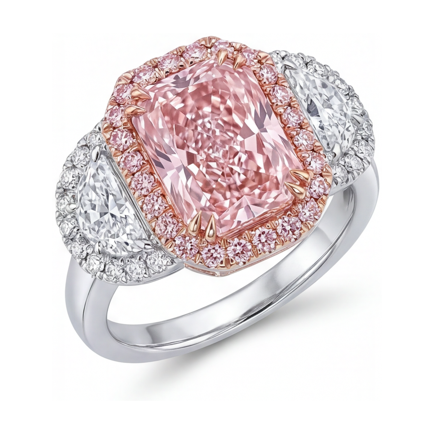 Rosa Diamantring 5,1 Karat Radiant-Schliff