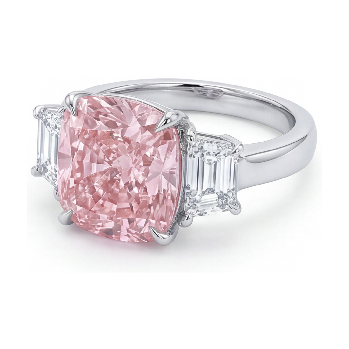Rosa Diamant-Ehering 5,1 Karat Kissenschliff