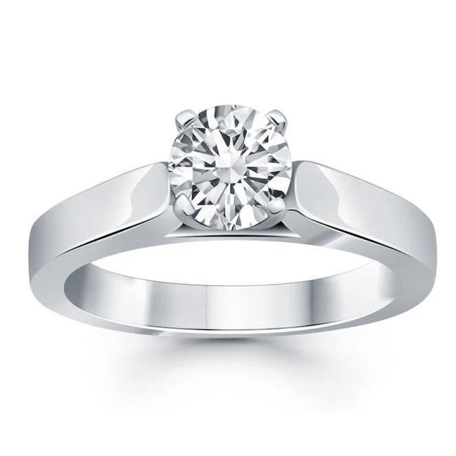 2 Karat Echte Diamant-Solitärring im Rundschliff Weißgold 14K