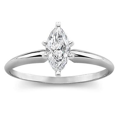 Marquise Cut Solitaire 1.10 Karat Echte Diamantring Weißgold 14K