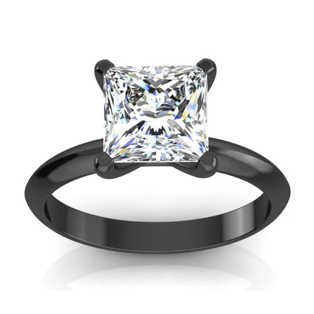 Prinzessinnen-Echte Diamant-Solitärring Aus Schwarzgold