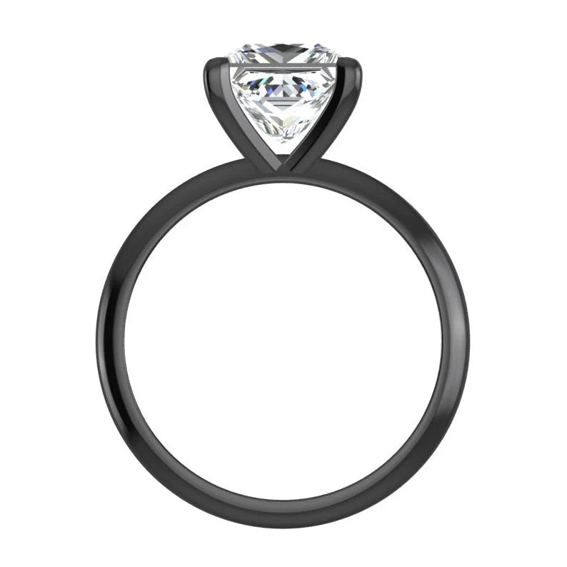 Prinzessinnen-Echte Diamant-Solitärring Schwarzgold, 2,50 Karat