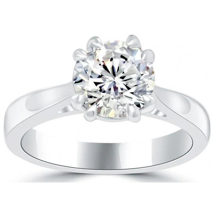 Runder 3 Karat Natürliche Diamant-Verlobungs-Solitärring 14K Weißgold