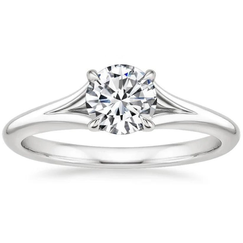 Runder Solitär 1.25 Ct. Echte Diamant-Verlobungsring Gold Weiß 14K
